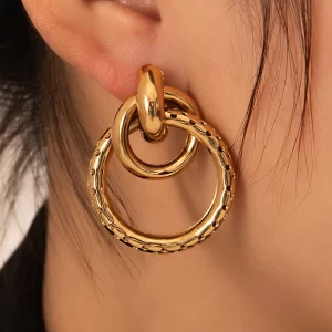 Geometric Plating Titanium Steel Ear Studs