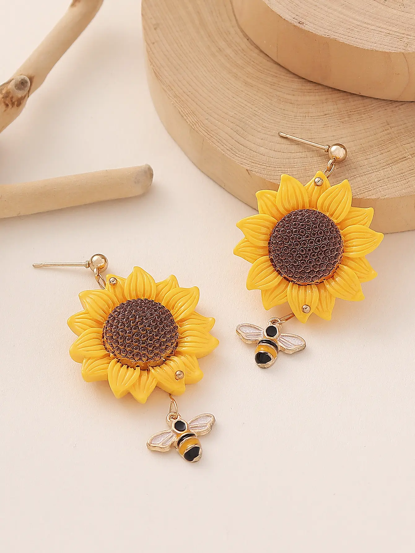 Sunflower and Bee Drop Earrings - Image 5