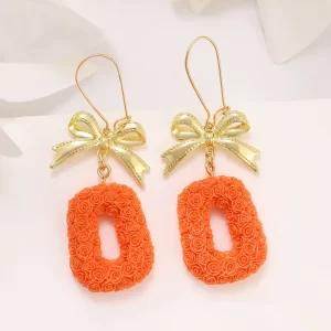 Bow Knot Orange Plating Alloy Drop Earrings