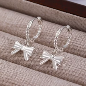 Bow Knot Shape Plating Alloy Drop Earrings